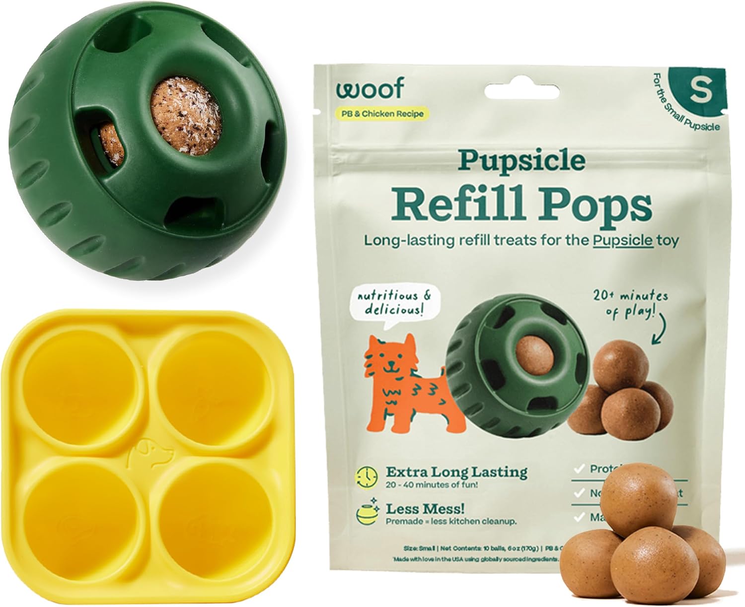 WOOF Starter Pack - Interactive Dog Ball Toy & Treat Molds